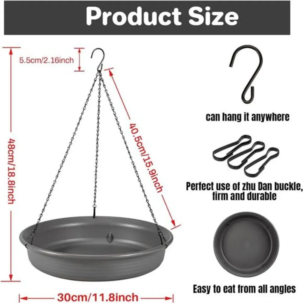 Hanging Bird Bath Hanging Bird-Feeder -Garden Bird Bat Bird Feeder Plate Hanging